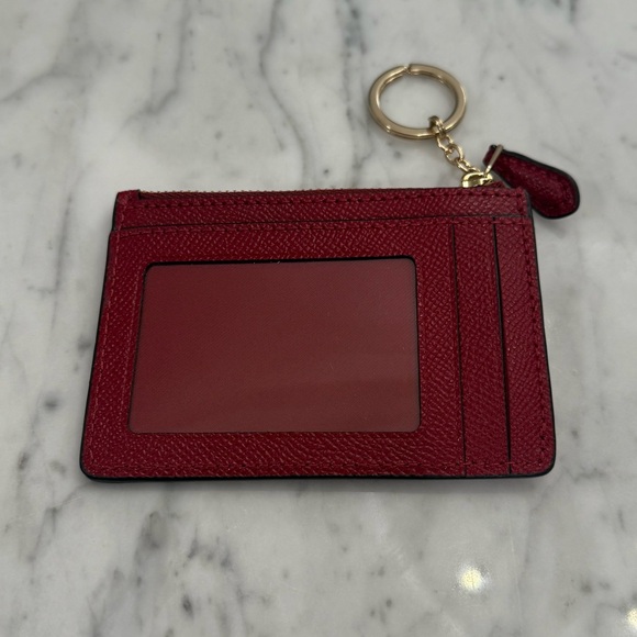 EXCELLENT NEW Coach Leather Mini Skinny ID Case Red Leather Key Pouch - Picture 6 of 7